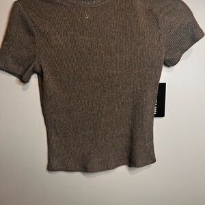 New Ribbed Knit Short Sleeve Top